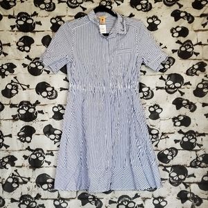 I.S.E STRIPPED MINI DRESS GATHERED WAIST
